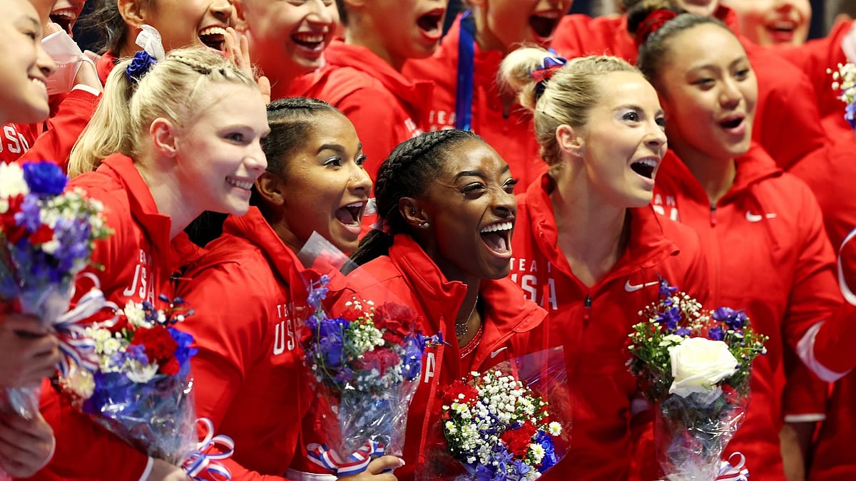X | Simone Biles  : Representative photo for team USA at Paris Olympics 2024.